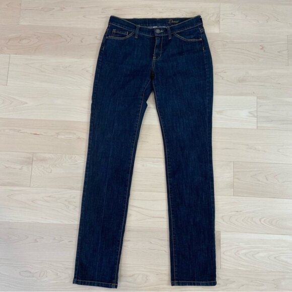 Mango jeans Donna dark blue stretch denim brown stitches straight leg mid rise 8 - Picture 10 of 10